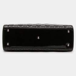 Pre Owned Dior Black Large Patent Cannage Lady Dior