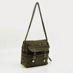 Pre Owned Dior Green Embroidered Canvas Diorcamp Messenger Bag