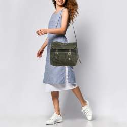 Pre Owned Dior Green Embroidered Canvas Diorcamp Messenger Bag