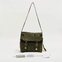 Pre Owned Dior Green Embroidered Canvas Diorcamp Messenger Bag