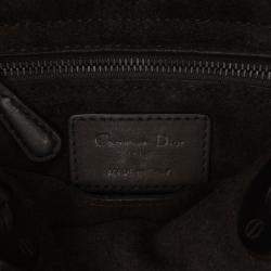 Pre Owned Dior Black Mini Ultra Matte Calfskin Cannage Studded Supple Lady Dior
