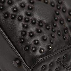 Pre Owned Dior Black Mini Ultra Matte Calfskin Cannage Studded Supple Lady Dior