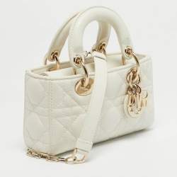 Pre Owned Dior White Cannage Leather Micro Lady D-Joy Bag