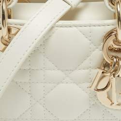 Pre Owned Dior White Cannage Leather Micro Lady D-Joy Bag