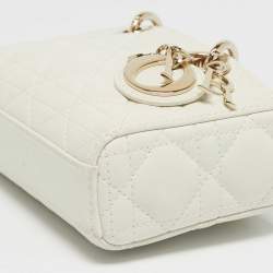 Pre Owned Dior White Cannage Leather Micro Lady D-Joy Bag