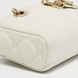 Pre Owned Dior White Cannage Leather Micro Lady D-Joy Bag