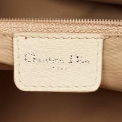 Pre Owned Dior Beige Diorissimo Fabric and Leather Floral Embroidered Frame Bag 