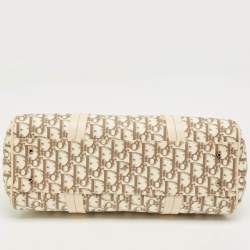 Pre Owned Dior Beige Diorissimo Fabric and Leather Floral Embroidered Frame Bag 