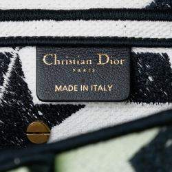 Pre Owned Dior White Embroidered Canvas Stars Saddle Bag