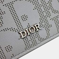 Pre Owned Dior Grey Leather Business Card Holder