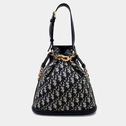 Pre Owned Dior Navy Blue Fabric C'EST DI Medium Bag