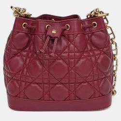 Pre Owned Dior Red Leather Cannage Bucket Bag