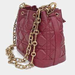 Pre Owned Dior Red Leather Cannage Bucket Bag