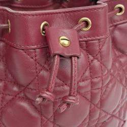 Pre Owned Dior Red Leather Cannage Bucket Bag