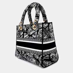 Pre Owned Dior Black Fabric D-LITE Lady Bag Medium