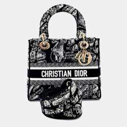 Pre Owned Dior Black Fabric D-LITE Lady Bag Medium
