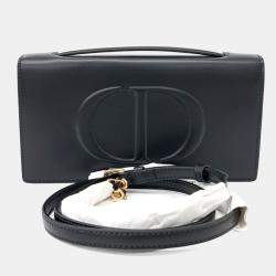 Pre Owned Dior Black Leather Dior CD Signature Pouch Bag