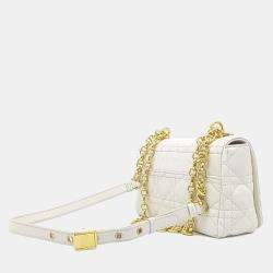 Pre Owned Dior White Leather Carobag Small