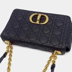Pre Owned Dior Black Leather Caro Bag Medium