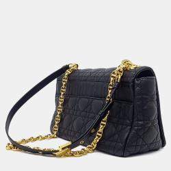 Pre Owned Dior Black Leather Caro Bag Medium