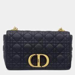 Pre Owned Dior Black Leather Caro Bag Medium