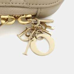 Pre Owned Dior Beige Leather Phone Holder Tote Bag