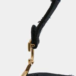Pre Owned Dior Navy Blue Camouflage Embroidered Canvas Saddle Bag