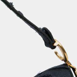 Pre Owned Dior Navy Blue Camouflage Embroidered Canvas Saddle Bag