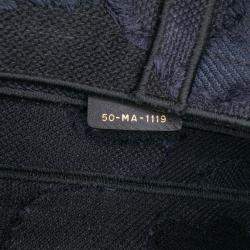 Pre Owned Dior Navy Blue Camouflage Embroidered Canvas Saddle Bag