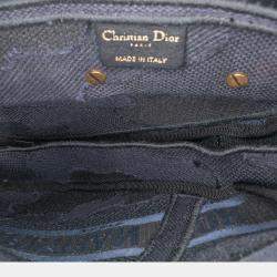 Pre Owned Dior Navy Blue Camouflage Embroidered Canvas Saddle Bag