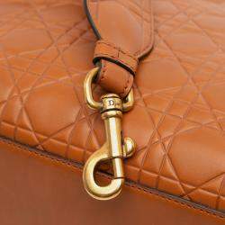 Pre Owned Dior Brown Large Ultra Matte Calfskin Cannage Embossed Lady Dior