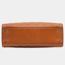 Pre Owned Dior Brown Large Ultra Matte Calfskin Cannage Embossed Lady Dior