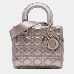 Pre Owned Dior Gold Small Metallic Lambskin Cannage My ABCDior Lady Dior