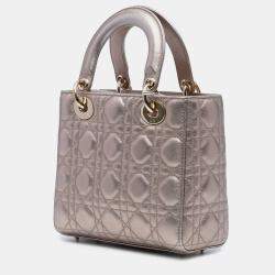 Pre Owned Dior Gold Small Metallic Lambskin Cannage My ABCDior Lady Dior