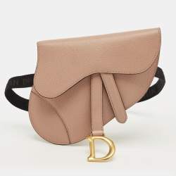 Pre Owned Dior Beige Leather Saddle Convertible Belt Bag