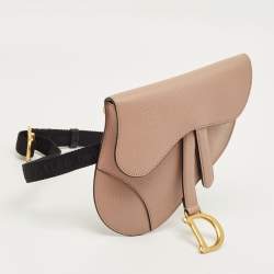 Pre Owned Dior Beige Leather Saddle Convertible Belt Bag