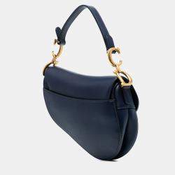 Pre Owned Dior Navy Blue Mini Smooth Calfskin Saddle Bag