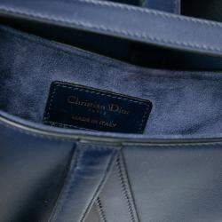 Pre Owned Dior Navy Blue Mini Smooth Calfskin Saddle Bag