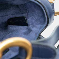 Pre Owned Dior Navy Blue Mini Smooth Calfskin Saddle Bag