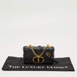 Pre Owned Dior Black Cannage Leather Small Caro Shoulder Bag