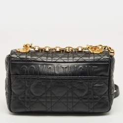 Pre Owned Dior Black Cannage Leather Small Caro Shoulder Bag