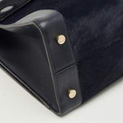 Pre Owned Dior Dark Blue Calfhair and Leather Medium Diorever Tote