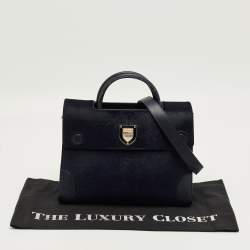 Pre Owned Dior Dark Blue Calfhair and Leather Medium Diorever Tote