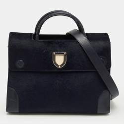 Pre Owned Dior Dark Blue Calfhair and Leather Medium Diorever Tote