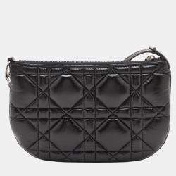 Pre Owned Dior Black Mini Calfskin Macrocannage Dior Caro Tulip Bag