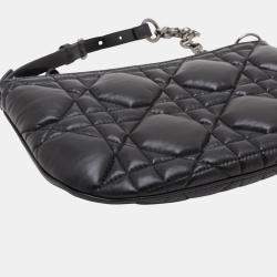 Pre Owned Dior Black Mini Calfskin Macrocannage Dior Caro Tulip Bag