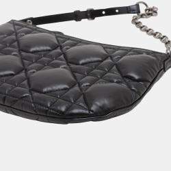 Pre Owned Dior Black Mini Calfskin Macrocannage Dior Caro Tulip Bag