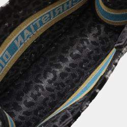 Pre Owned Dior Black Grey Mizza Medium Embroidered Velvet Leopard Book Tote