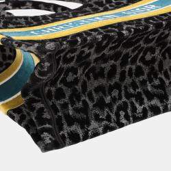 Pre Owned Dior Black Grey Mizza Medium Embroidered Velvet Leopard Book Tote