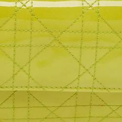Pre Owned Dior Light Green Cannage Patent Leather Rendezvous Wallet on Chain